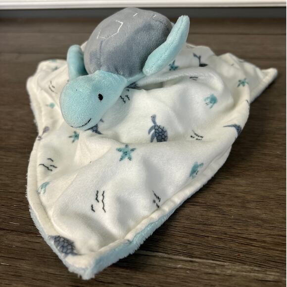 Carters Just One You Aqua & Grey Sea Turtle Lovey - Picture 1 of 5